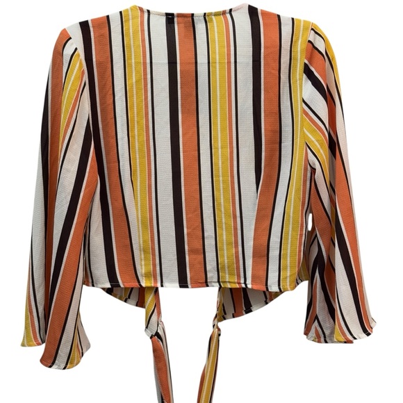 Forever 21 Striped Tie Front Woven Crop Top Small Women - Picture 5 of 14